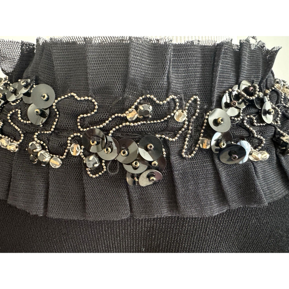 Carlisle Evening Sweater Jacket M Black Knit Bead Sequins Cropped Long Sleeve - Picture 8 of 11
